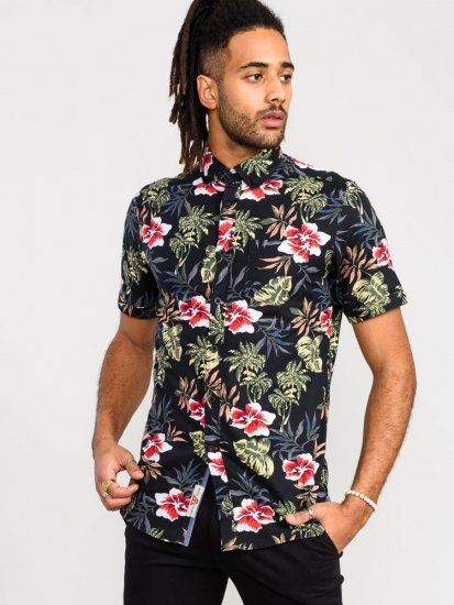 D555 Wilton Hawaiian Ao Print Short Sleeve Shirt - Kauluspaidat - Miesten isot kauluspaidat 2XL – 8XL