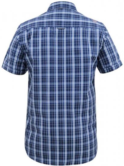 D555 Walcot Check Button Down Collar S/S Shirt Navy - Kauluspaidat - Miesten isot kauluspaidat 2XL – 8XL