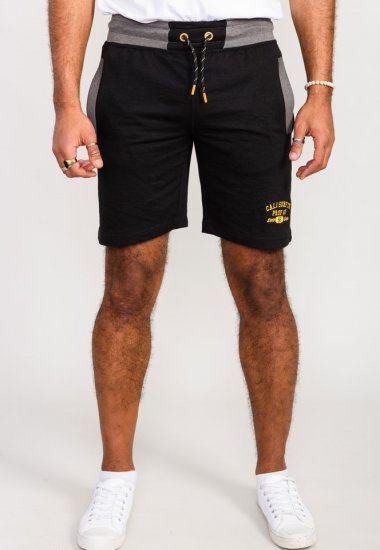 D555 Sutton Elasticated Waist Shorts With Embroidery Black - Collegehousut ja collegeshortsit - Miesten Isot collegehousut ja collegeshortsit