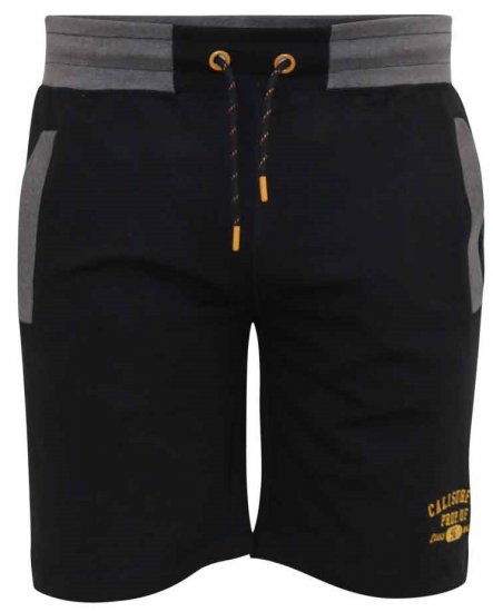 D555 Sutton Elasticated Waist Shorts With Embroidery Black - Collegehousut ja collegeshortsit - Miesten Isot collegehousut ja collegeshortsit