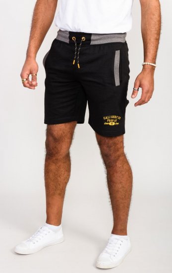 D555 Sutton Elasticated Waist Shorts With Embroidery Black - Collegehousut ja collegeshortsit - Miesten Isot collegehousut ja collegeshortsit