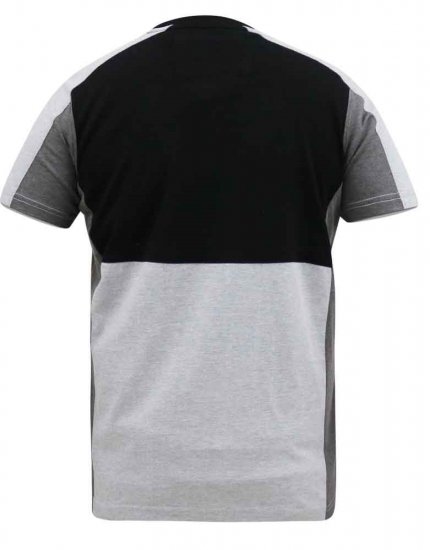 D555 Felix Couture Crew Neck Cut And Sew T-Shirt Black/Charcoal - T-paidat - Isot T-paidat 2XL – 14XL