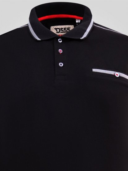 D555 Potts Jersey Polo With Jacquard Collar & Cuffs Musta - Pikeepaidat - Miesten isot pikeepaidat