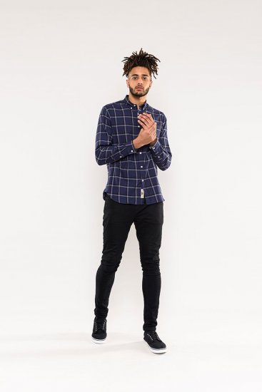 D555 Townsville Check Button Down Collar Shirt Navy - Kauluspaidat - Miesten isot kauluspaidat 2XL – 8XL