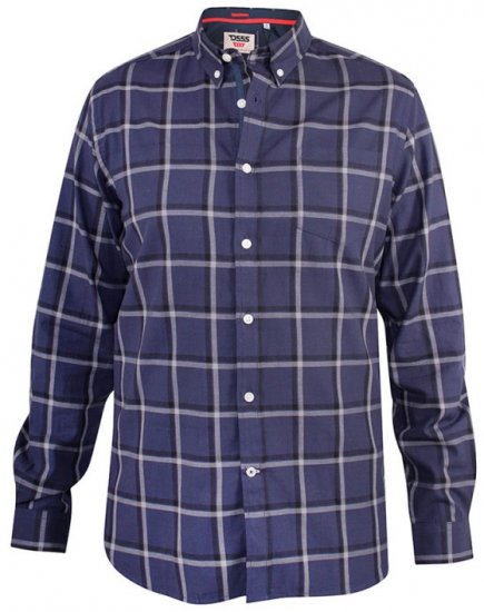 D555 Townsville Check Button Down Collar Shirt Navy - Kauluspaidat - Miesten isot kauluspaidat 2XL – 8XL