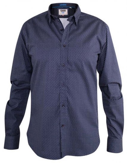 D555 Barker Printed Shirt Navy - Kauluspaidat - Miesten isot kauluspaidat 2XL – 8XL