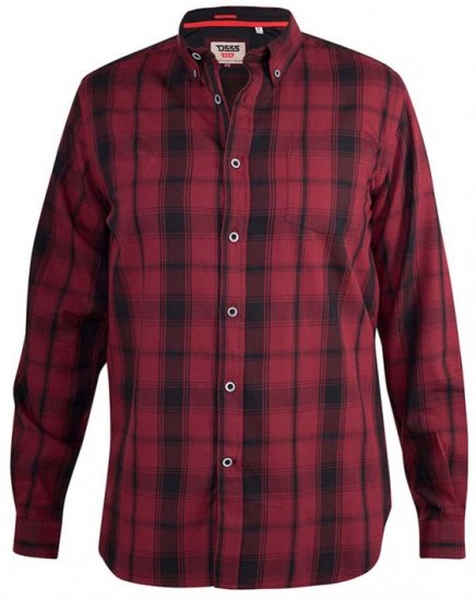 D555 Benalla Check Long Sleeve Button Down Shirt - Kauluspaidat - Miesten isot kauluspaidat 2XL – 8XL