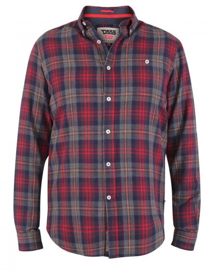 D555 Abbot LS Flannel Shirt - Kauluspaidat - Miesten isot kauluspaidat 2XL – 8XL