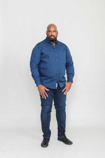 D555 Chilton LS Shirt Navy - Kauluspaidat - Miesten isot kauluspaidat 2XL – 8XL