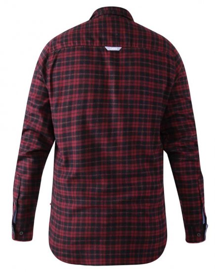 D555 Holton Dark Red Checked Flannel Shirt - Kauluspaidat - Miesten isot kauluspaidat 2XL – 8XL