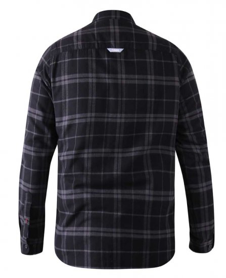 D555 Harwich Flannel Check Shirt Black - Kauluspaidat - Miesten isot kauluspaidat 2XL – 8XL