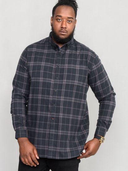 D555 Harwich Flannel Check Shirt Black - Kauluspaidat - Miesten isot kauluspaidat 2XL – 8XL
