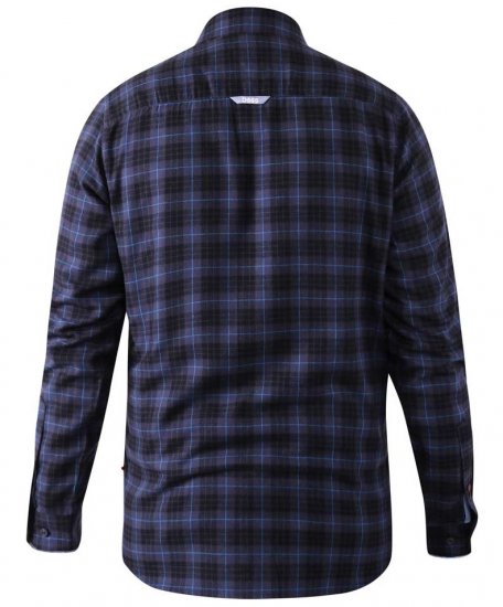 D555 Dovercourt Flannel Check Shirt Blue and Black - Kauluspaidat - Miesten isot kauluspaidat 2XL – 8XL