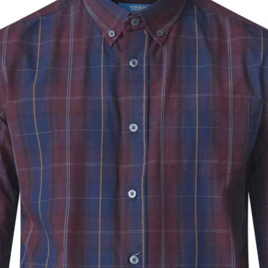 D555 Grady Long Sleeve Check Shirt - Kauluspaidat - Miesten isot kauluspaidat 2XL – 8XL