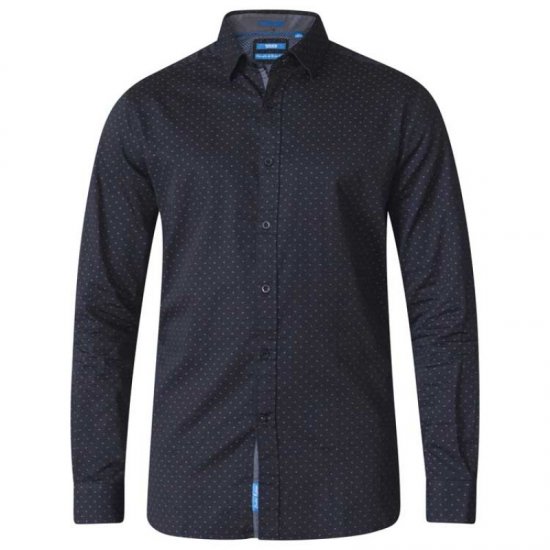 D555 Jahine Long Sleeve Printed Shirt Black - Kauluspaidat - Miesten isot kauluspaidat 2XL – 8XL