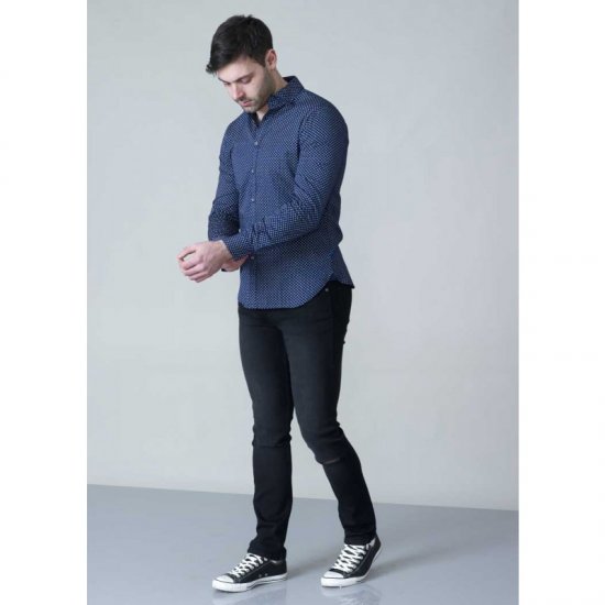 D555 Lavar Long Sleeve Diamond Printed Shirt - Kauluspaidat - Miesten isot kauluspaidat 2XL – 8XL