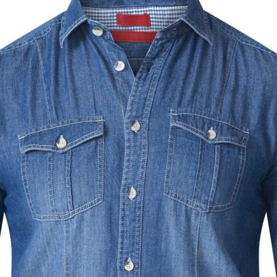 D555 Adcock Long Sleeve Vintage Denim Shirt - Kauluspaidat - Miesten isot kauluspaidat 2XL – 8XL