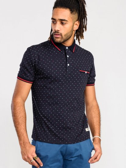 D555 Ashwell Ao Printed Polo Shirt Dark Navy - Pikeepaidat - Miesten isot pikeepaidat