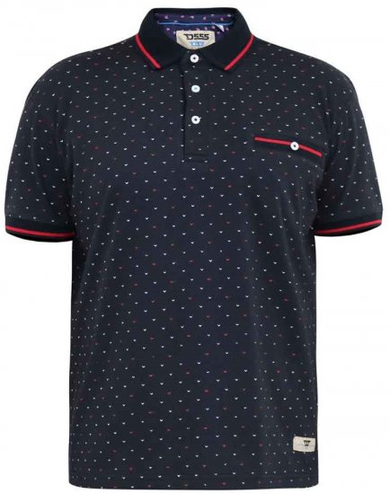 D555 Ashwell Ao Printed Polo Shirt Dark Navy - Pikeepaidat - Miesten isot pikeepaidat