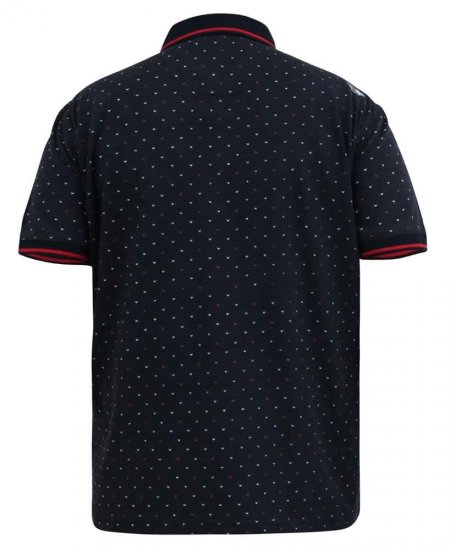 D555 Ashwell Ao Printed Polo Shirt Dark Navy - Pikeepaidat - Miesten isot pikeepaidat