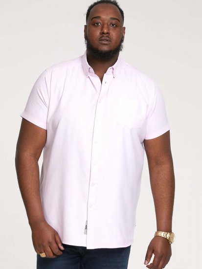 D555 James Short Sleeve Oxford Shirt Pink - Kauluspaidat - Miesten isot kauluspaidat 2XL – 8XL