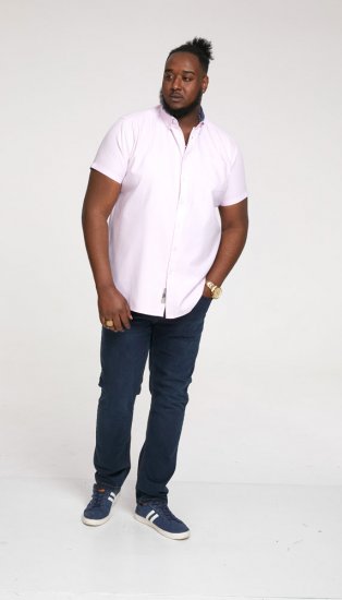 D555 James Short Sleeve Oxford Shirt Pink - Kauluspaidat - Miesten isot kauluspaidat 2XL – 8XL