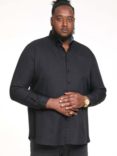 D555 Richard Long Sleeve Oxford Shirt Black - Kauluspaidat - Miesten isot kauluspaidat 2XL – 8XL