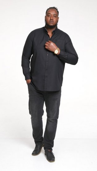 D555 Richard Long Sleeve Oxford Shirt Black - Kauluspaidat - Miesten isot kauluspaidat 2XL – 8XL