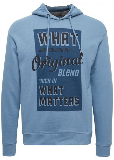 Blend Hoodie 4285 Copen Blue - Hupparit ja collegepaidat - Miesten hupparit ja collegepaidat isot koot