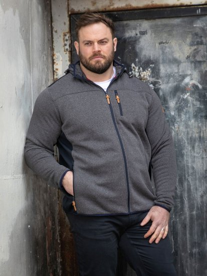 D555 Conrad Detachable Hood Bonded Fleece Zip Through Hoody Tummansininen - Hupparit ja collegepaidat - Miesten hupparit ja collegepaidat isot koot