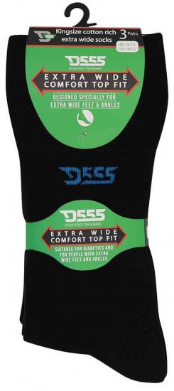 D555 Harold Extra Wide Comfort Fit Socks 3-pack - Alusvaatteet & uimavaatteet - Miesten Isot alusvaatteet 