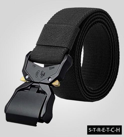 D555 Dale Tactical Stretch Webbing Belt with Heavy Duty Quick Release Buckle Black - Vyöt - Pitkät vyöt W40-W70/2XL-8XL