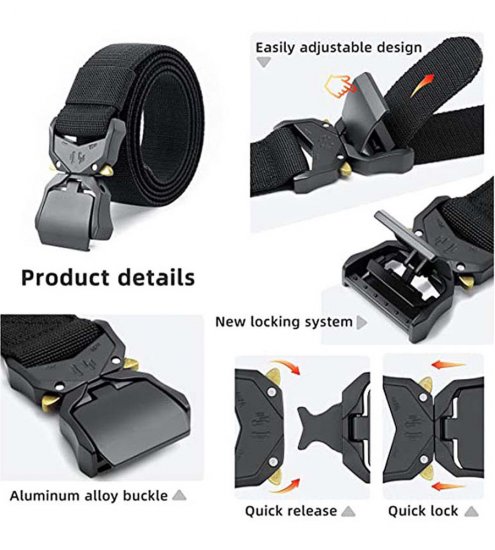 D555 Dale Tactical Stretch Webbing Belt with Heavy Duty Quick Release Buckle Black - Vyöt - Pitkät vyöt W40-W70/2XL-8XL