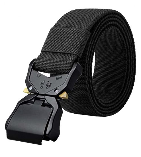 D555 Dale Tactical Stretch Webbing Belt with Heavy Duty Quick Release Buckle Black - Vyöt - Pitkät vyöt W40-W70/2XL-8XL
