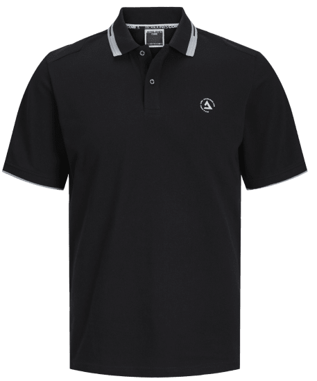 Jack & Jones JCOHASS LOGO Polo Black - Pikeepaidat - Miesten isot pikeepaidat