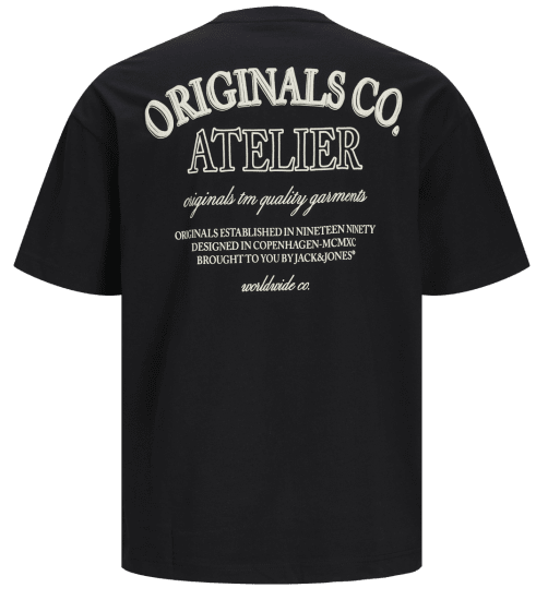 Jack & Jones JORSANTORINI BACK T-Shirt Black - T-paidat - Isot T-paidat 2XL – 14XL