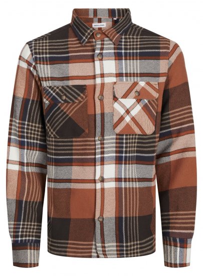 Jack & Jones Darren Flannel Overshirt ruskea - Kauluspaidat - Miesten isot kauluspaidat 2XL – 8XL