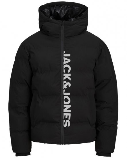 Jack & Jones Kaito Puffer Jacket Black With Print - Takit - Miesten Takit, isot koot – 2XL – 12XL