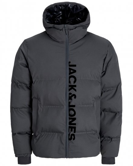 Jack & Jones Kaito Puffer Jacket Asphalt With Print - Takit - Miesten Takit, isot koot – 2XL – 12XL