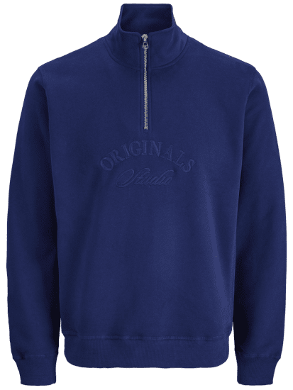 Jack & Jones Bleecker Branding High Neck Sweatshirt Ocean Cavern - Hupparit ja collegepaidat - Miesten hupparit ja collegepaidat isot koot