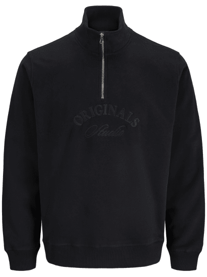 Jack & Jones Bleecker Branding High Neck Sweatshirt Black - Hupparit ja collegepaidat - Miesten hupparit ja collegepaidat isot koot
