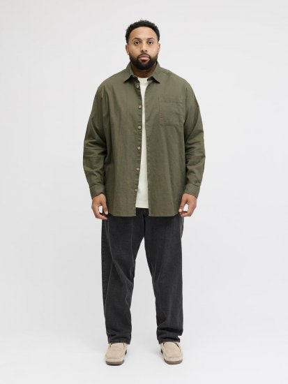 Jack & Jones Tristan Overshirt khaki - Kauluspaidat - Miesten isot kauluspaidat 2XL – 8XL