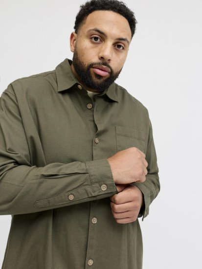 Jack & Jones Tristan Overshirt khaki - Kauluspaidat - Miesten isot kauluspaidat 2XL – 8XL