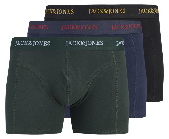 Jack & Jones Blaze Solid Bokserit 3 kpl Musta/Tummansininen/Vihreä - Bokserit - Miesten Bokserit Isot Koot