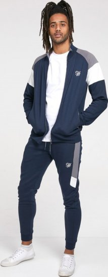 D555 JEFFREY Couture Zip Through Sweatshirt Navy - Hupparit ja collegepaidat - Miesten hupparit ja collegepaidat isot koot