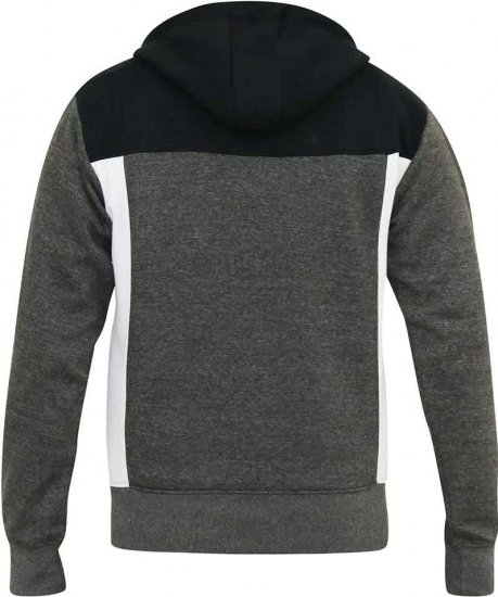 D555 NATHAN Full Zip Hoody With Cut And Sew Detail Black/Charcoal - Hupparit ja collegepaidat - Miesten hupparit ja collegepaidat isot koot