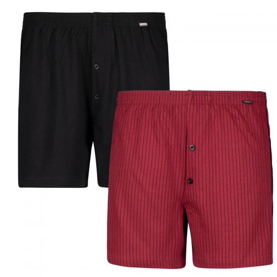 Adamo David Boxershorts 2-pack Burgundy/Black - Alusvaatteet & Uimavaatteet - Miesten Isot alusvaatteet 