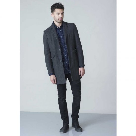 D555 Terry Checked Overcoat Charcoal - Takit - Miesten Takit, isot koot – 2XL – 12XL