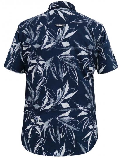D555 FINLEY Hawaiian AO Print Shirt Navy - Kauluspaidat - Miesten isot kauluspaidat 2XL – 8XL