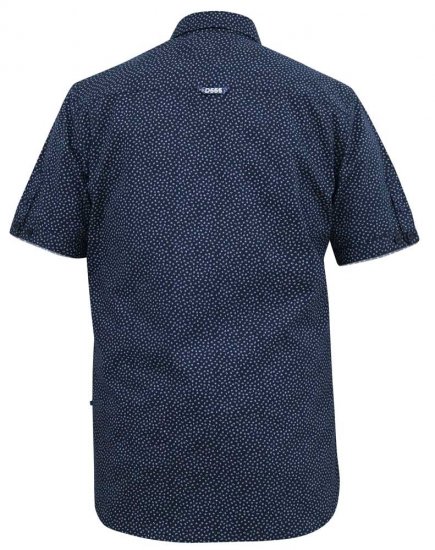 D555 BRODY S/S Micro AO Print Shirt Navy - Kauluspaidat - Miesten isot kauluspaidat 2XL – 8XL